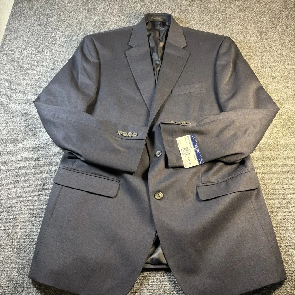 Chaps Blazer Men‎ 42L Navy Blue 100% Wool 2-Button Suit Jacket NWT COOP137X0030